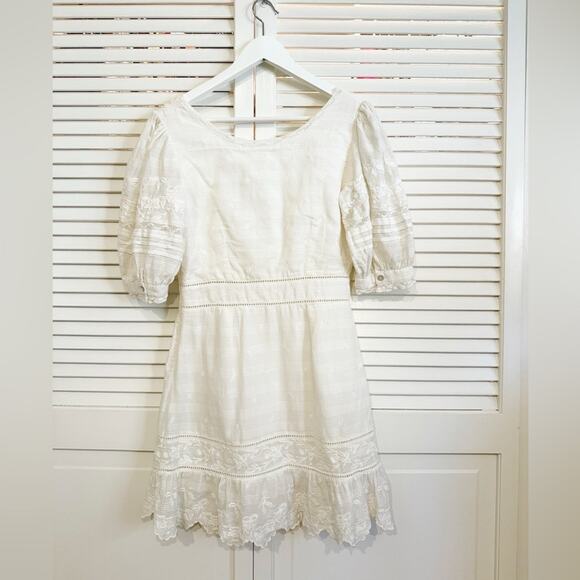 Loveshackfancy Lena White V-Neck Mini Dress w/ Embroidery - Picture 11 of 11